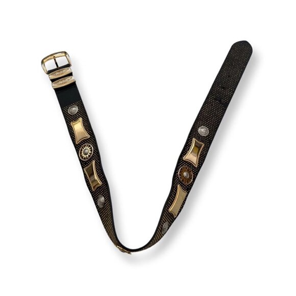 Gianni Versace retro black leather gold details leather belt size  75/30 main image 8